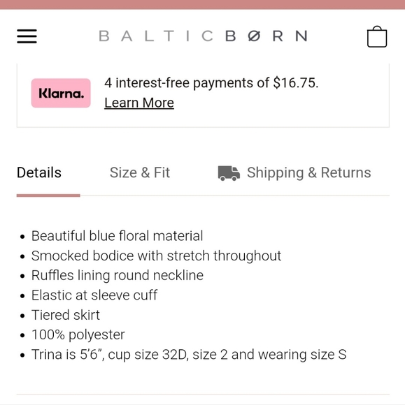 NWT Baltic Born Blue Floral Smocked Bodice Dress | S - Picture 11 of 11